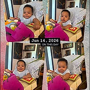 Dexter is registered to the contest to win money with this photo: baby, child, indoor, collage, smiling, toys, chair, portrait, cute, infant, furniture, home, happy, colorful, childhood, seated, plush_toy, date_overlay, casual, young