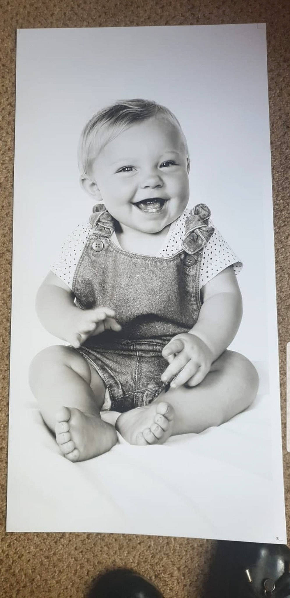 Elsie-rose joined the competition — help win amazing prizes! baby, black_and_white, child, facial_expression, family, happy, joy, laugh, monochrome, person, photograph, photography, portrait, sitting, smile, snapshot, style, toddler