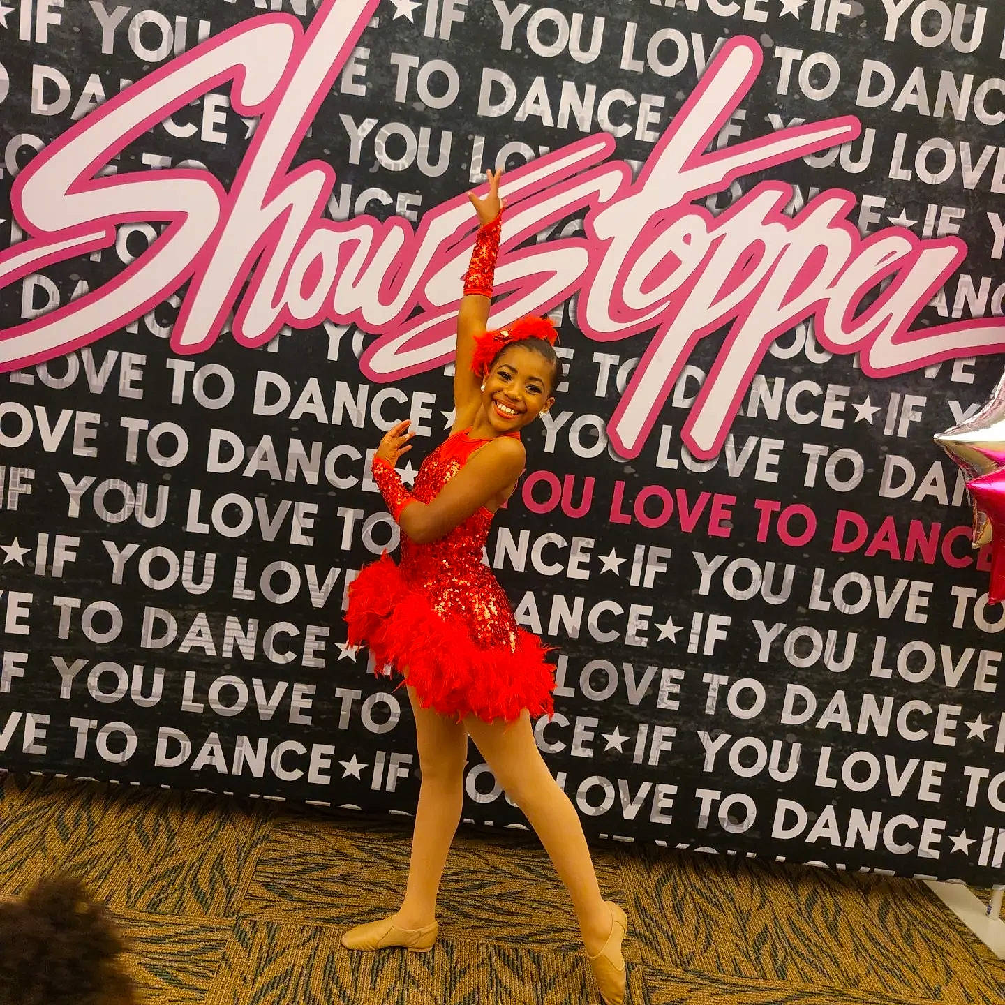 Angel joined the competition — help win amazing prizes! advertising, cocktail_dress, day_dress, entertainment, event, fashion_design, flooring, font, happy, joy, one_piece_garment, pattern, performing_arts, person, photo_caption, pink, poster, public_event, sandal, smile