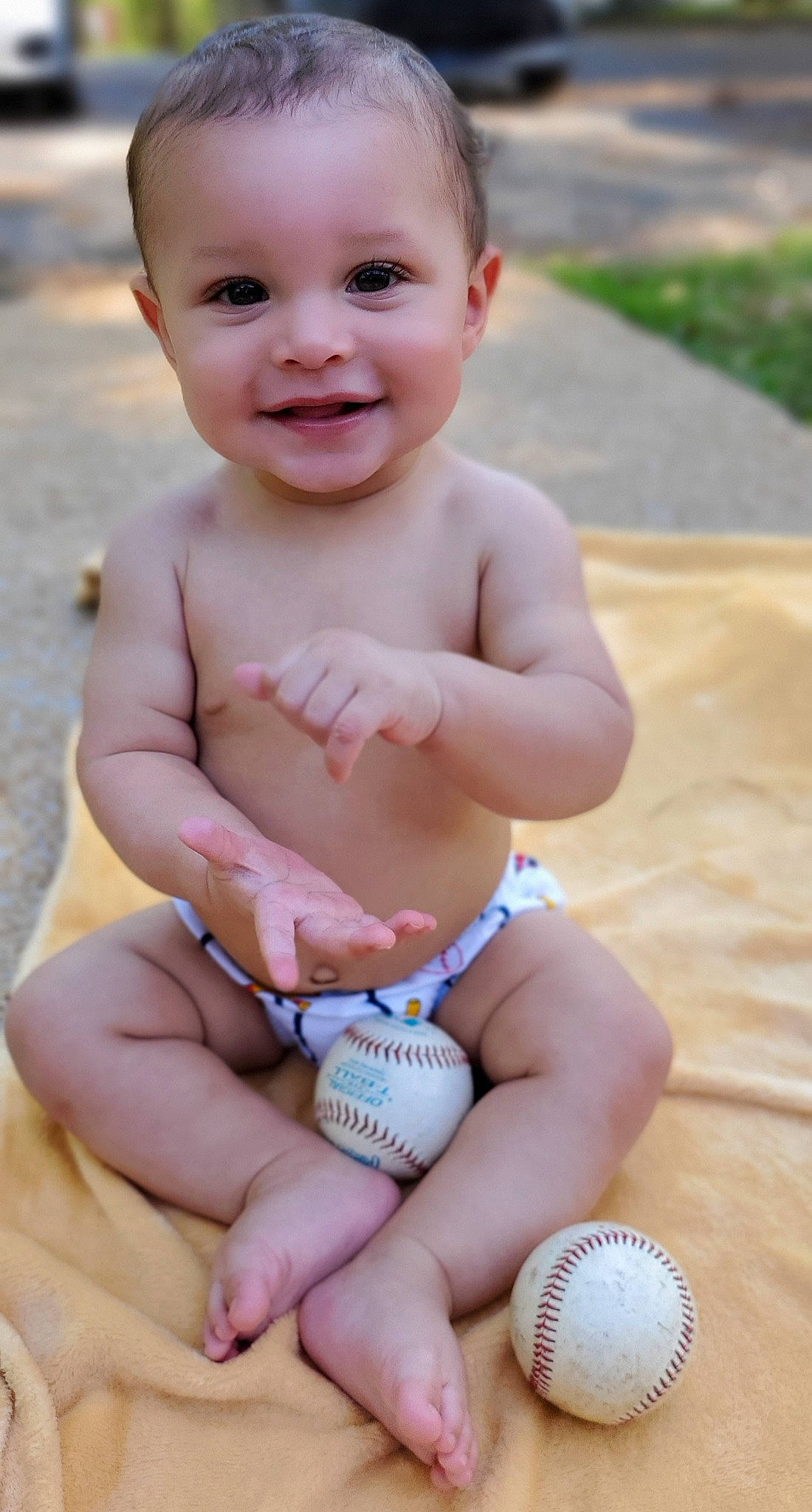 Rj joined the competition — help win amazing prizes! baby, baby_products, baby_toddler_clothing, ball, child, finger, joy, person, play, product, sitting, skin, smile, toddler