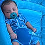 Sebastian is registered to the contest to win money with this photo: baby, blue, child, cute, floatation_device, head, infant, infant_clothing, one_person, outdoor, pacifier, pool, relaxing, sitting, skin, small, summer, swimming, swimsuit, water