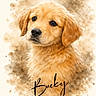 Bucky a rejoint le concours — aidez-le/la à gagner de superbes lots ! dog, puppy, golden_retriever, portrait, watercolor, art, painting, animal, cute, fluffy, brown, pet, face, ears, fur, expression, background, artistic, canine, young