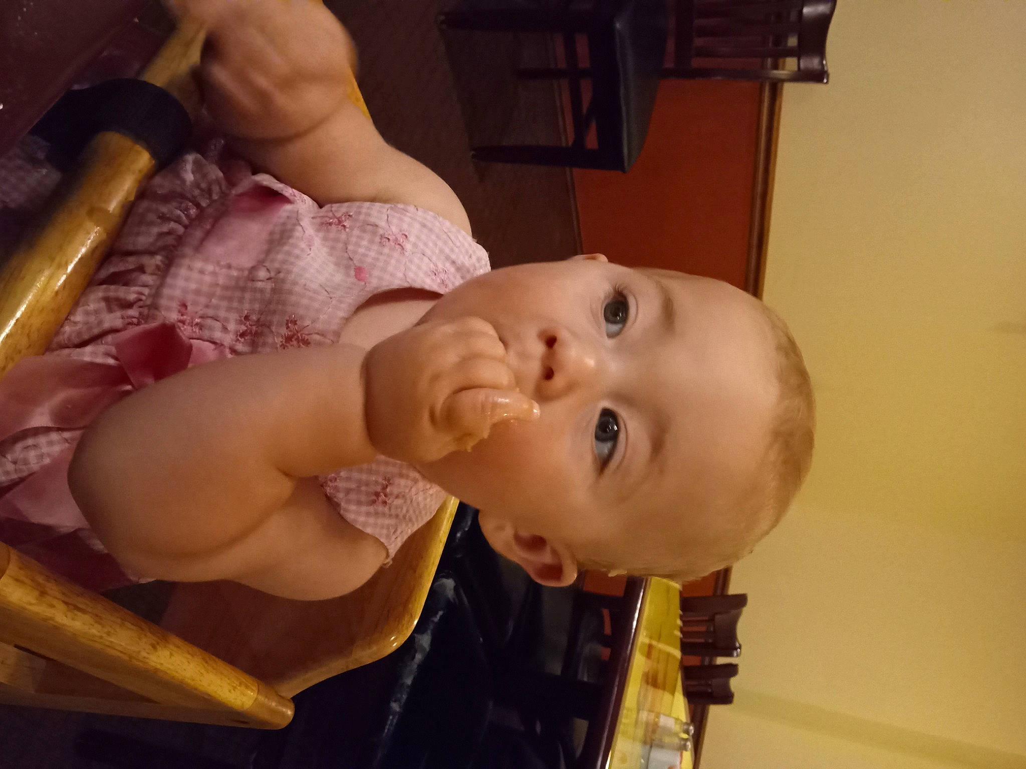 Skyla joined the competition — help win amazing prizes! baby, baby_products, baby_toddler_clothing, cheek, chest, dress, ear, eyebrow, eyelash, happy, human_body, iris, lip, mouth, nail, nose, person, skin, smile, thumb