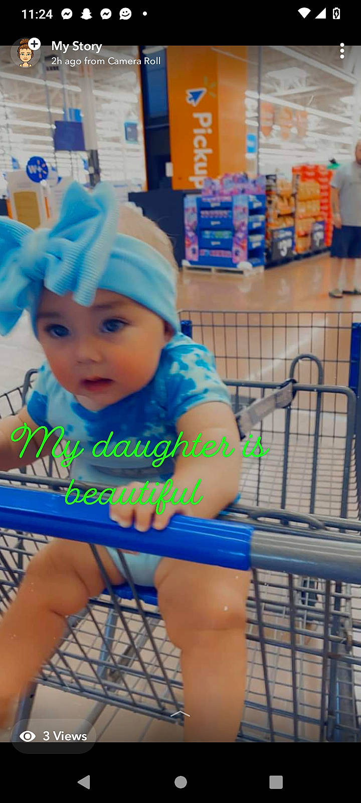 Skyla is registered to the contest to win money with this photo: blue, cap, child, convenience_store, electric_blue, fun, happy, headwear, human_leg, knee, leg, leisure, person, recreation, retail, service, shelf, shopping_cart, snapshot, thigh