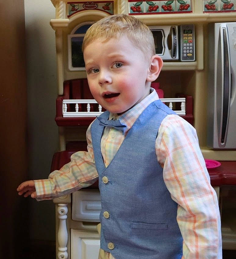 Lance joined the competition — help win amazing prizes! baby_toddler_clothing, blazer, bow_tie, button, child, collar, dress_shirt, electric_blue, face, formal_wear, hair, head, neck, person, shelf, sleeve, t_shirt, tie, toddler, vest