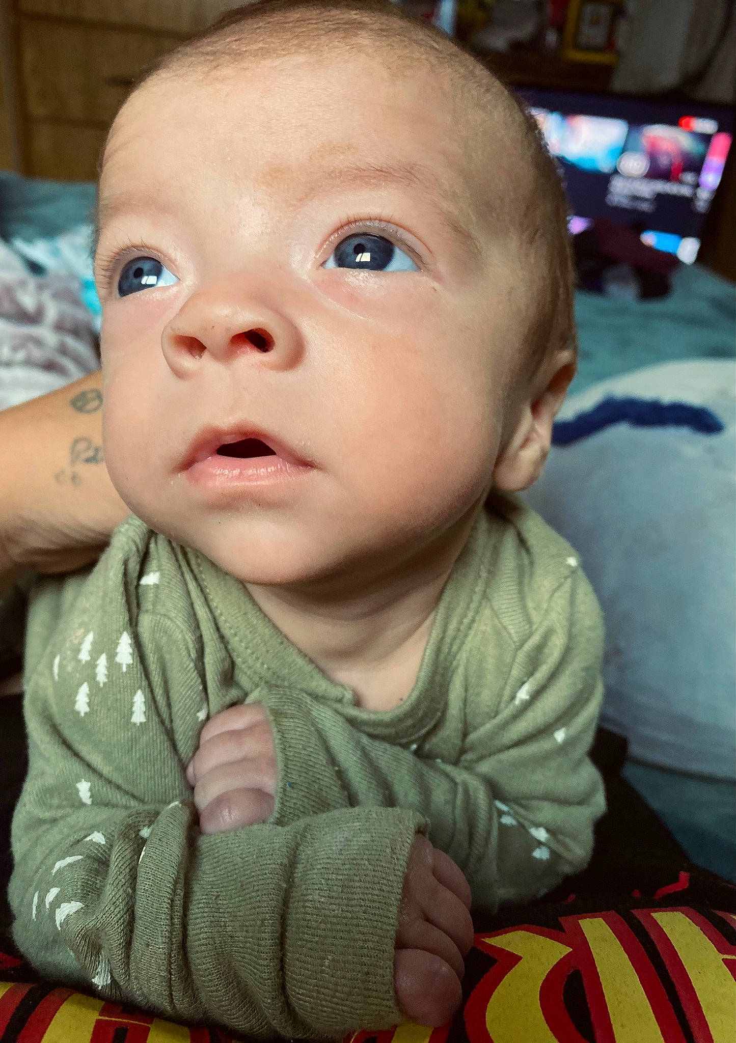 Ashtyn joined the competition — help win amazing prizes! baby, baby_toddler_clothing, blue, cheek, chin, cool, ear, eye, eyebrow, eyelash, finger, forehead, human_body, iris, lip, mouth, nose, person, skin, sleeve