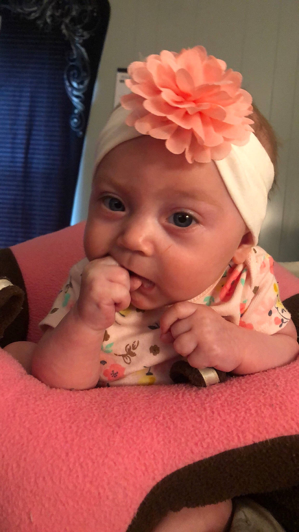 Kaydence joined the competition — help win amazing prizes! baby, baby_toddler_clothing, cheek, chin, comfort, eyebrow, eyelash, finger, gesture, hand, head, headwear, iris, lip, mouth, nail, nose, person, pink, skin