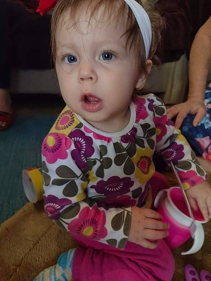 Estella joined the competition — help win amazing prizes! baby, baby_toddler_clothing, cap, cheek, child, clothing, eyelash, face, facial_expression, happy, iris, lip, magenta, nose, organ, pattern, person, pink, skin, sleeve