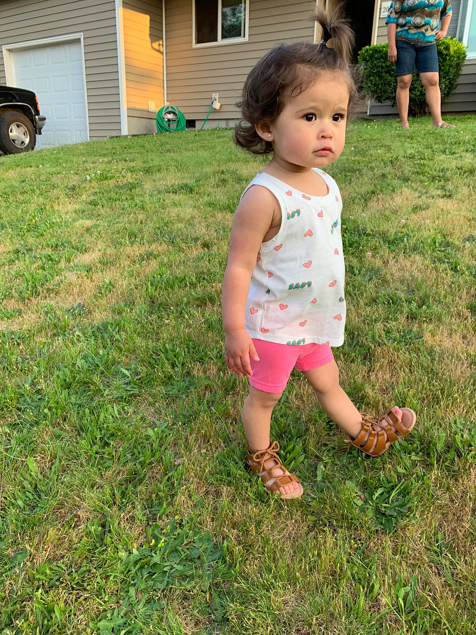 Lorena is registered to the contest to win money with this photo: backyard, child, dress, fun, garden, grass, grass_family, happy, lawn, leaf, leg, person, plant, play, skin, summer, toddler, vacation, walking, yard