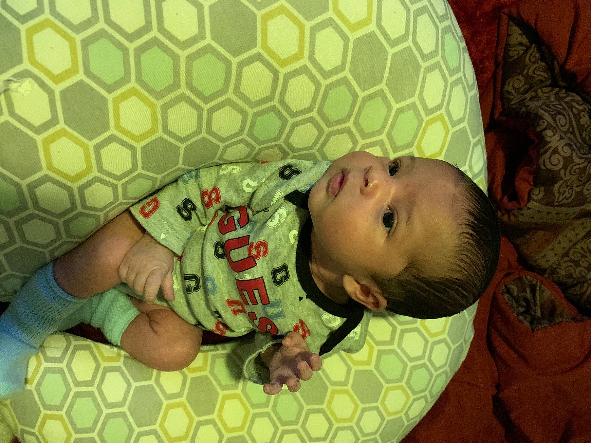 Dallas is registered to the contest to win money with this photo: baby, baby_products, baby_safety, baby_sleeping, baby_toddler_clothing, bedtime, cheek, child, comfort, flooring, infant_bed, linens, pattern, person, room, sitting, skin, sleep, toddler, wood