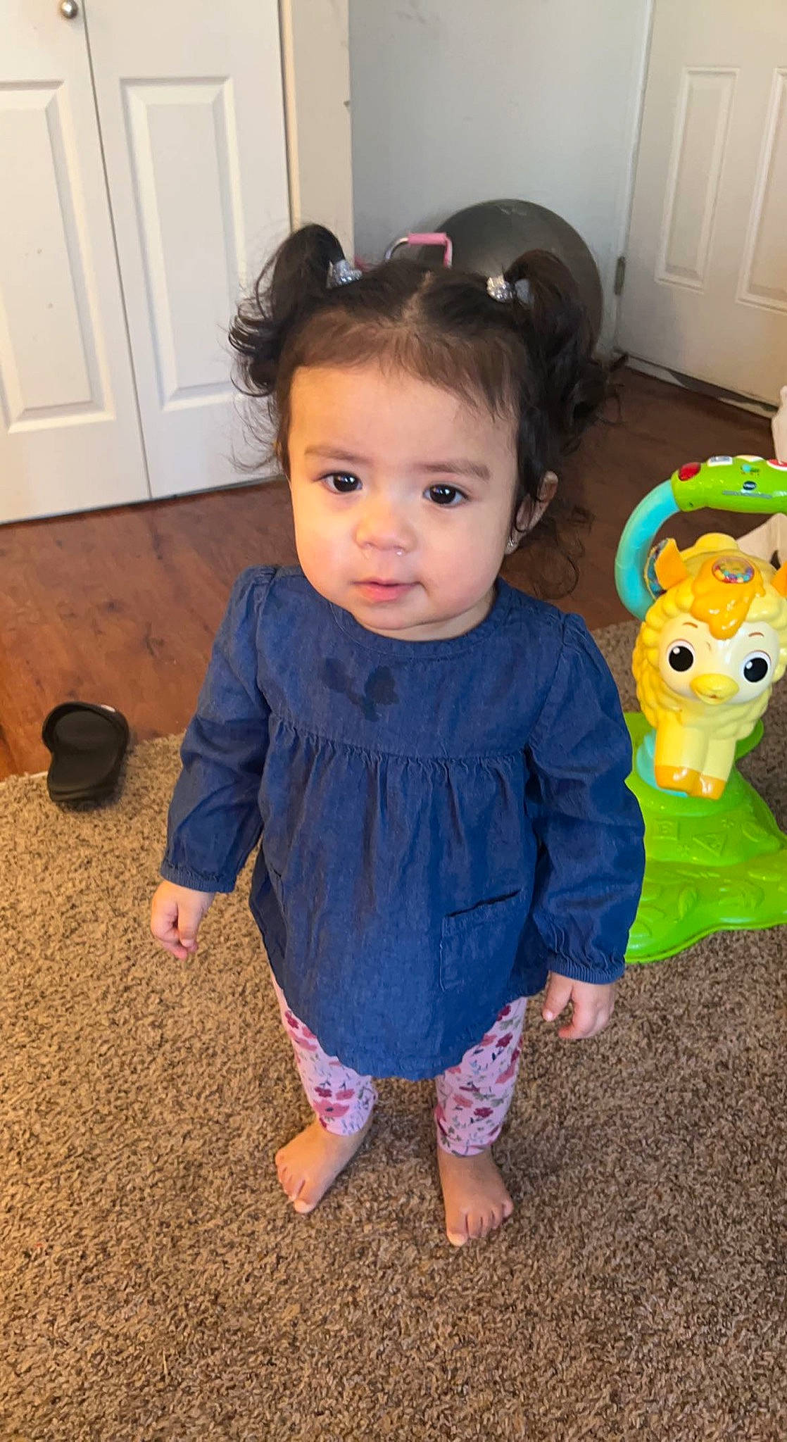 Ariana Layla joined the competition — help win amazing prizes! baby, baby_toddler_clothing, cheek, child, door, facial_expression, flooring, fun, happy, head, iris, nose, person, pink, play, skin, sleeve, t_shirt, toddler, toy