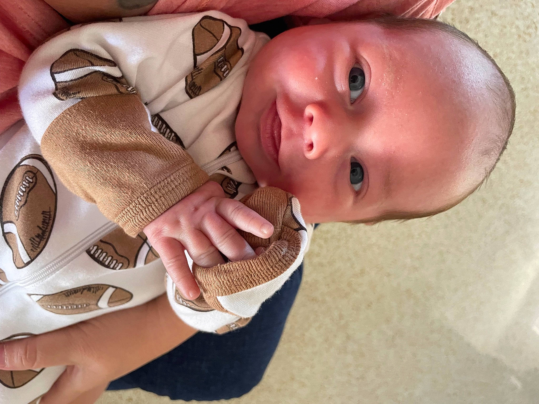 Colton joined the competition — help win amazing prizes! baby, baby_products, baby_toddler_clothing, child, comfort, eyelash, happy, hat, kitchen_utensil, nail, pattern, person, portrait_photography, sitting, skin, smile, spoon, tableware, toddler, wood