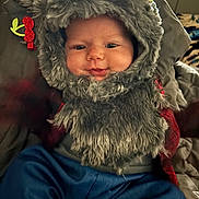 Amyra joined the competition — help win amazing prizes! adorable, baby, blanket, blue_pants, cheeks, child, closeup, clothing, cozy, cute, eyes, fur_hood, hood, indoor, infant, jacket, portrait, seated, smile, soft_fur