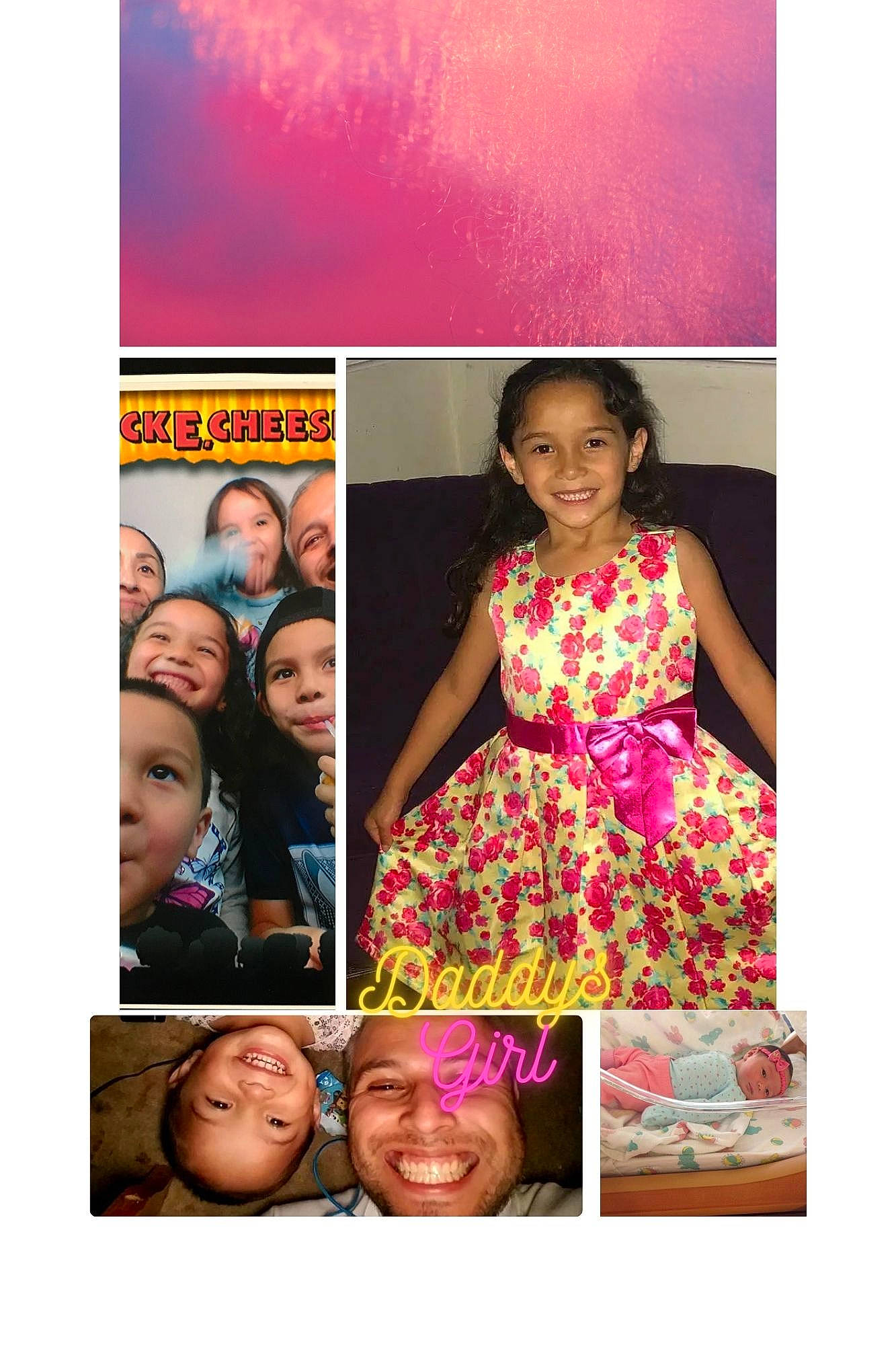 Michaela is registered to the contest to win money with this photo: beauty, child, collage, day_dress, dress, event, facial_expression, fashion_design, fun, happy, headwear, human, joy, magenta, pattern, peach, person, photograph, pink, purple