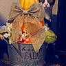 Tortellini joined the competition — help win amazing prizes! cat, kitten, pet, animal, face, eyes, ears, looking, autumn, fall, pumpkin, flowers, bow, burlap, decor, bucket, indoor, carpet, home_decor, seasonal