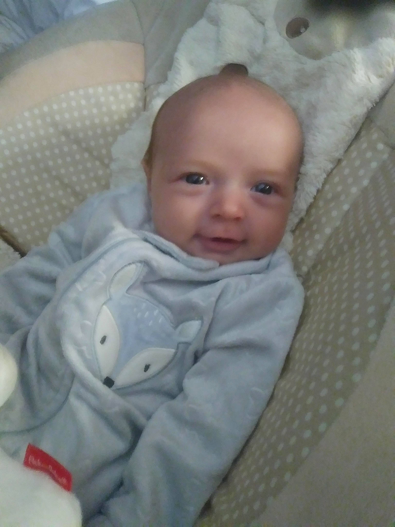 Nevaeh is registered to the contest to win money with this photo: baby, baby_products, baby_toddler_clothing, cheek, child, chin, comfort, eye, eyebrow, face, head, iris, linens, nose, person, sitting, skin, sleeve, smile, textile