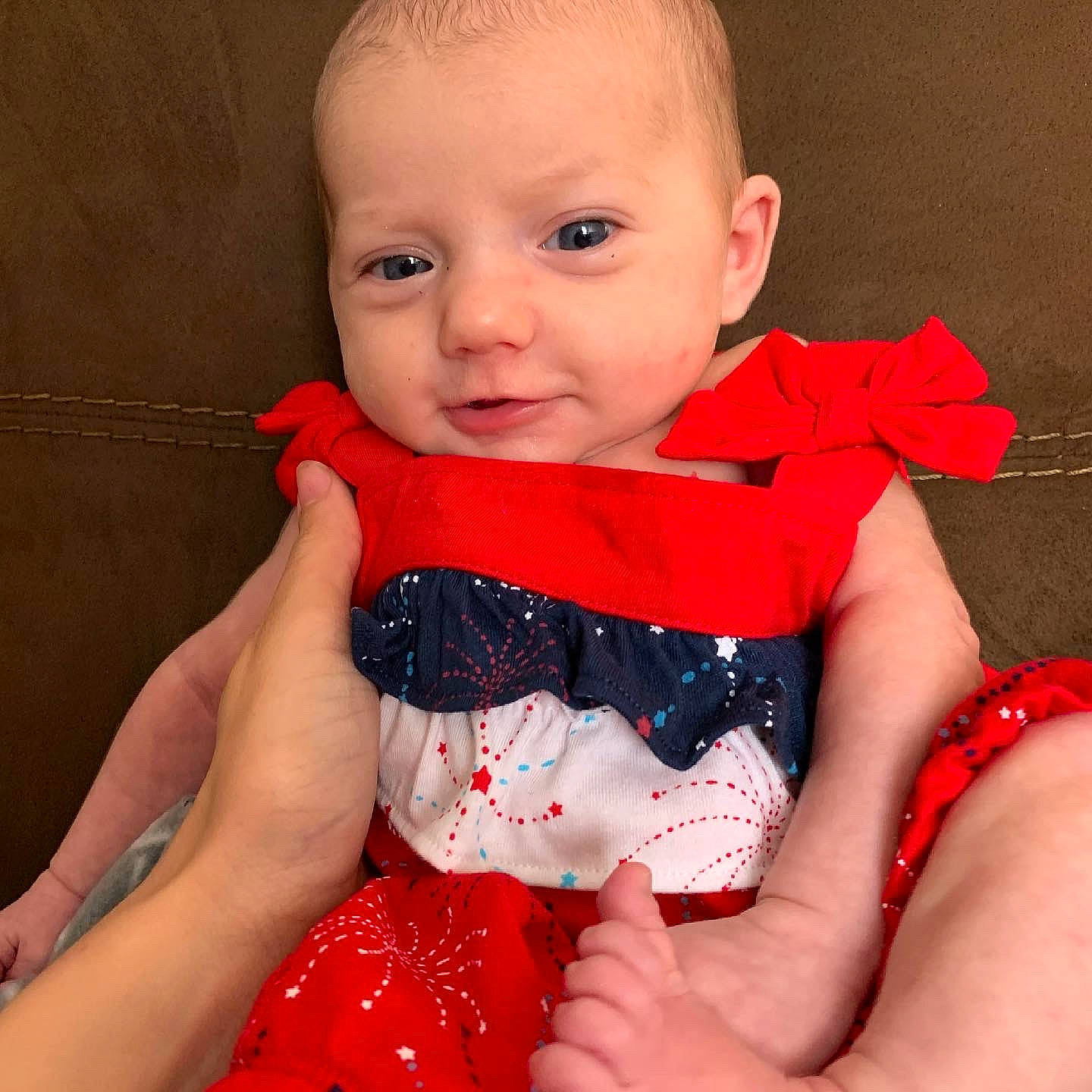 Annaleigh joined the competition — help win amazing prizes! arm, baby, baby_toddler_clothing, cheek, collar, dress, face, finger, hand, happy, human_body, lip, mouth, neck, nose, orange, person, skin, sleeve, textile