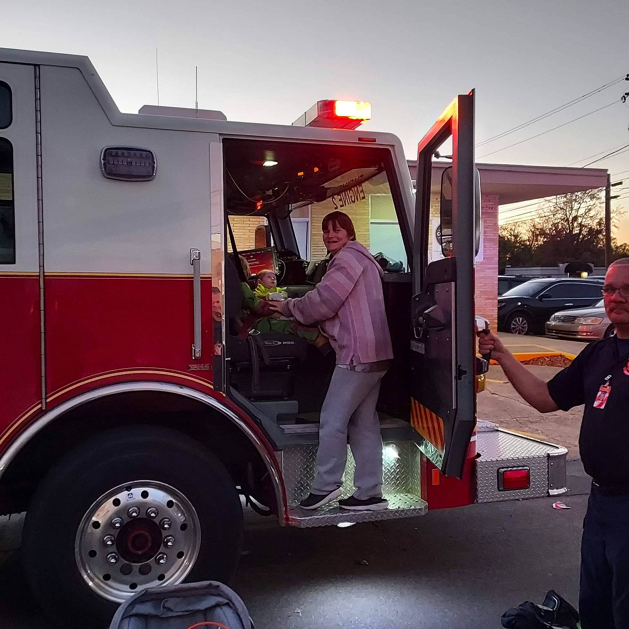 Izaak joined the competition — help win amazing prizes! asphalt, automotive_design, automotive_exterior, automotive_tire, automotive_wheel_system, bumper, car, commercial_vehicle, fender, fire_department, firefighter, gas, joy, motor_vehicle, person, public_utility, service, sky, tire, truck