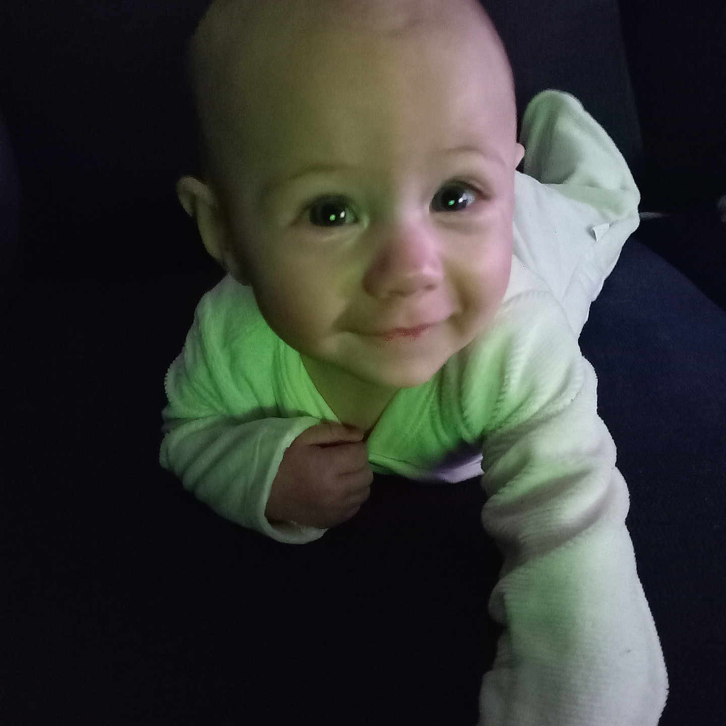 Jaxon is registered to the contest to win money with this photo: baby, bodypart, clothing, couch, crawling, cushion, face, finger, furniture, hand, head, knitwear, longsleeve, newborn, pants, person, photography, portrait, sleeve, sweater