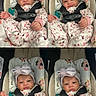 Dalani joined the competition — help win amazing prizes! baby, bow, car_seat, child, cute, expression, feet, floral_pattern, hands, headband, indoor, infant, onesie, pink, portrait, seatbelt, sitting, smiling, stripes, white