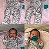 Dalani joined the competition — help win amazing prizes! baby, baby_clothes, baby_pose, child, collage, cozy, cute, face, floral_onesie, hands, indoors, infant, lying_down, newborn, newborn_baby, pacifier, pink_blanket, portrait, sleeping, soft