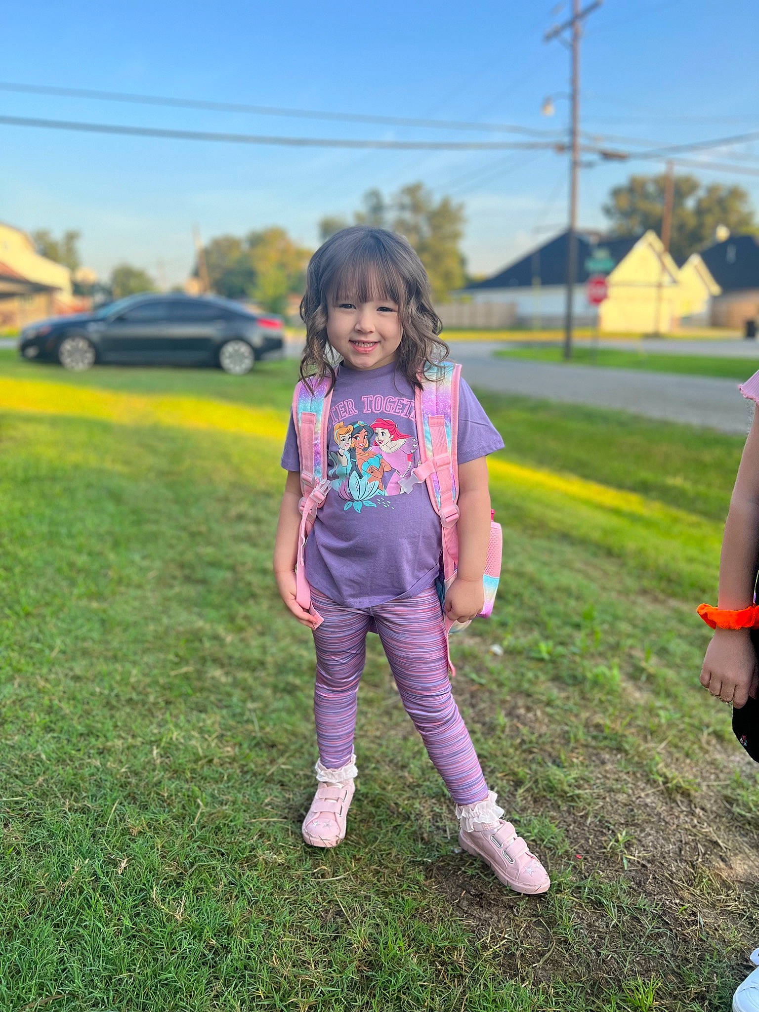 Addalynn is registered to the contest to win money with this photo: child, fun, grass, grassland, happy, joy, landscape, leaf, leisure, magenta, meadow, people_in_nature, person, plant, recreation, road, rural_area, sky, spring, toddler