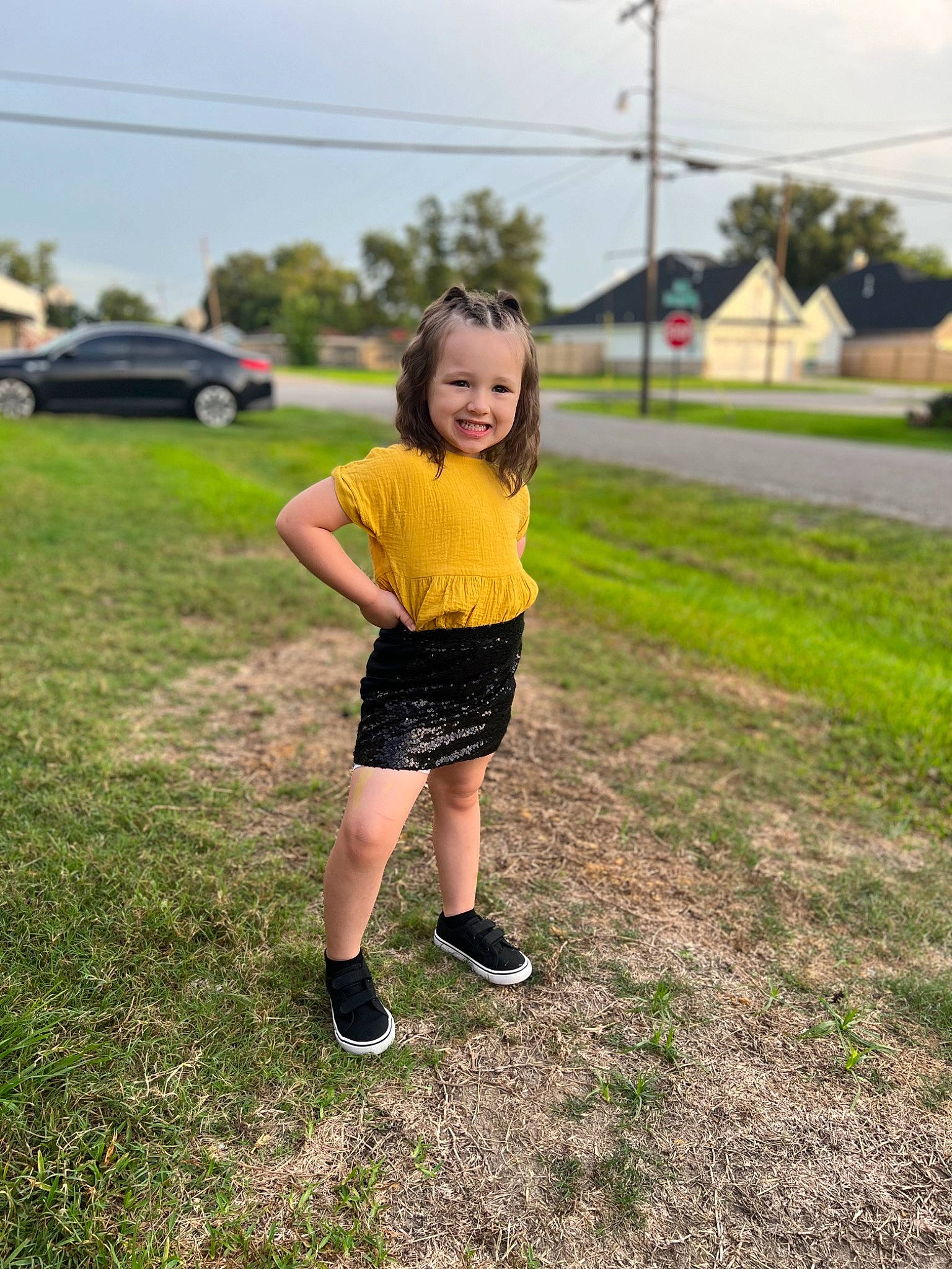 Addalynn joined the competition — help win amazing prizes! asphalt, car, cloud, grass, grass_family, grassland, happy, joy, landscape, lawn, people_in_nature, person, plant, recreation, shorts, sky, summer, t_shirt, tire, toddler