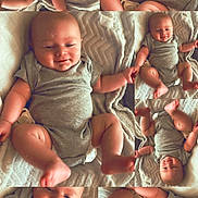 Damien is registered to the contest to win money with this photo: arms, baby, blanket, child, chubby, collage, cute, face, happy, indoor, infant, laying_down, legs, newborn, onesie, pacifier, portrait, skin, smiling, soft_texture