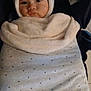 Manusiliva participe au concours pour gagner de l'argent avec cette photo : baby, child, blanket, hood, bear_ears, face, portrait, wrapped, cozy, cute, expression, indoor, infant, clothing, warm, star_pattern, seated, dark_background, looking_at_camera, soft