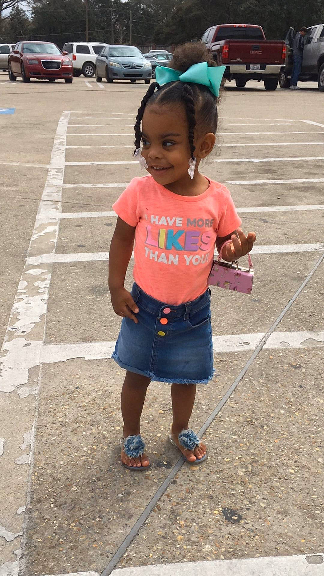 Christin joined the competition — help win amazing prizes! asphalt, car, child, hairstyle, happy, joy, leisure, people, person, pink, public_space, road, road_surface, sidewalk, smile, t_shirt, thigh, tire, toddler, waist