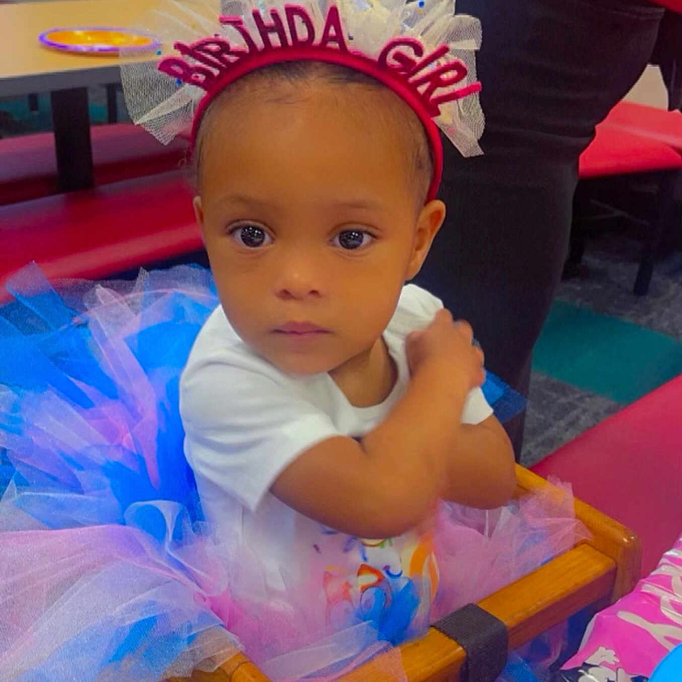 Rori joined the competition — help win amazing prizes! accessories, baby, bracelet, clothing, costume, doll, dress, face, furniture, hat, head, indoors, jewelry, necklace, person, photography, portrait, purple, sitting, toy