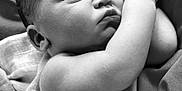 Roman is registered to the contest to win money with this photo: baby, newborn, sleeping, black_and_white, infant, wrapped, blanket, peaceful, soft, close_up, cute, face, skin, hand, portrait, rest, relaxation, child, toddler, newborn_baby