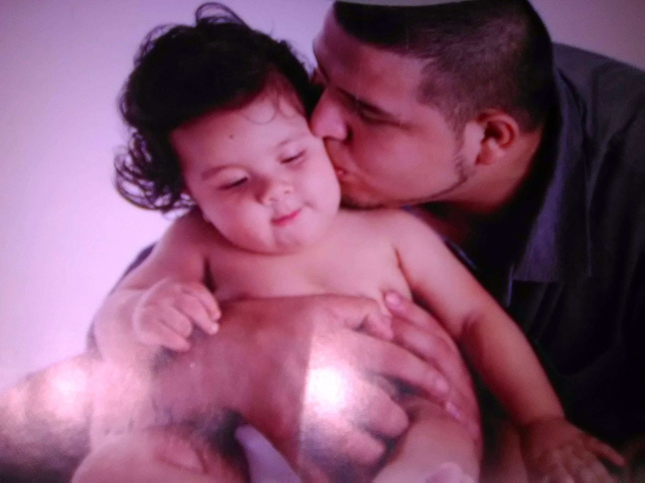 Michael joined the competition — help win amazing prizes! baby, barechested, black_hair, cheek, chest, child, flesh, forehead, gesture, hand, happy, human, interaction, lip, love, mouth, muscle, person, photography, romance