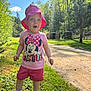 baby, clothing, face, grass, hat, head, land, nature, outdoors, park, person, photography, plant, portrait, shorts, summer, sunhat, tree, vegetation, woodland