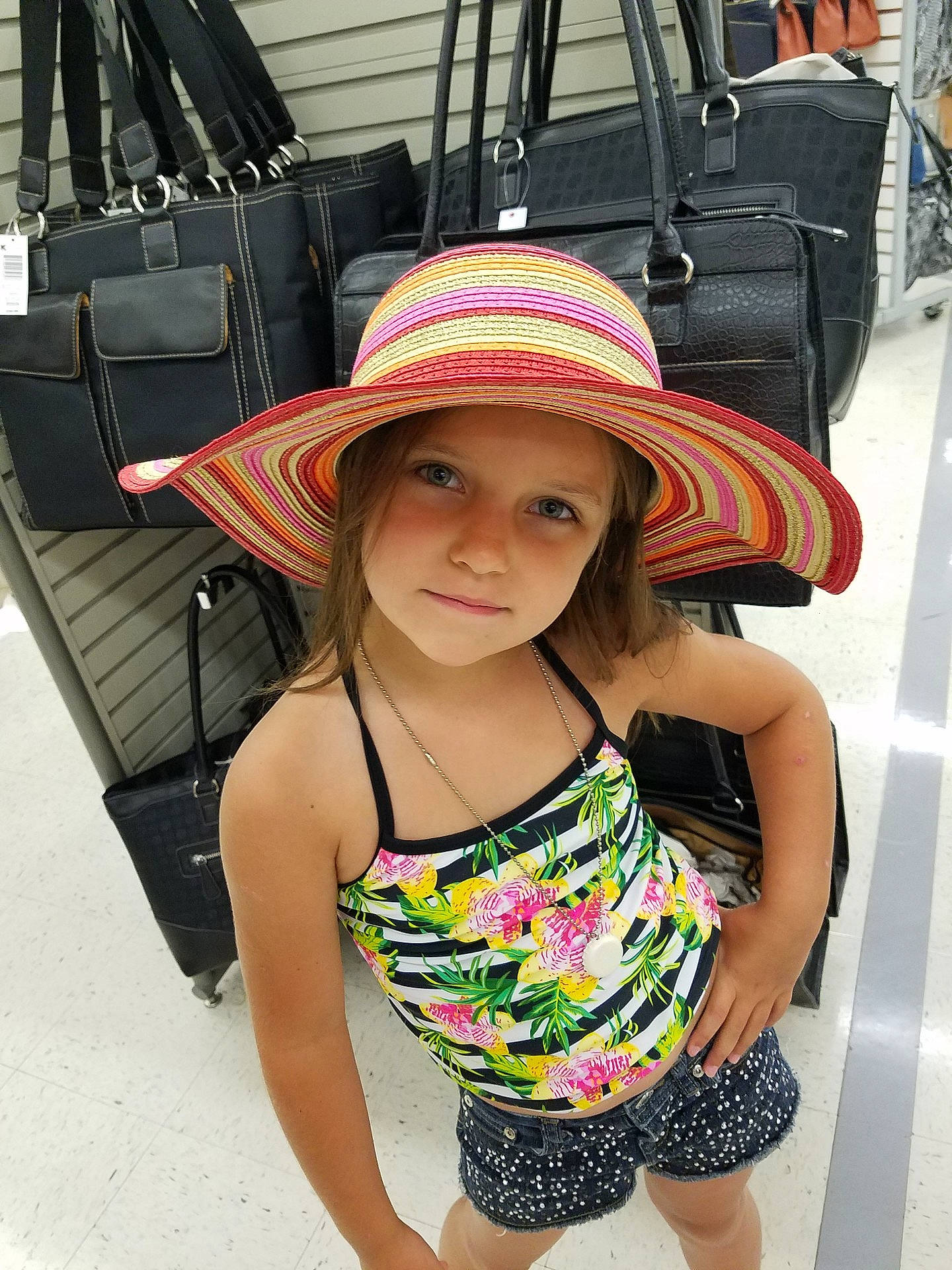 Kaylee joined the competition — help win amazing prizes! abdomen, child, fashion_accessory, fun, girl, hat, headgear, headwear, person, product, shoulder, smile, toddler, vacation