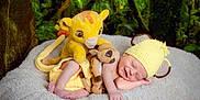 Charlie joined the competition — help win amazing prizes! animal_toy, baby, blanket, child, cozy, cute, forest_background, greenery, infant, knit_hat, nature, newborn, peaceful, plush_toy, resting, sleeping, smiling, soft_texture, stuffed_animal, yellow_hat