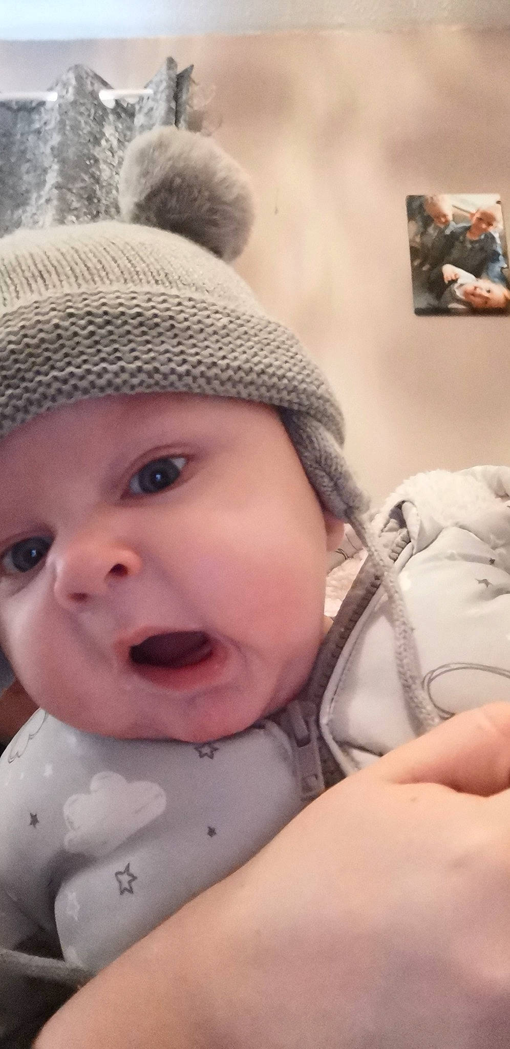 Bear joined the competition — help win amazing prizes! baby, baby_laughing, bonnet, cap, cheek, child, facial_expression, fashion_accessory, hat, headgear, laugh, lip, mouth, nose, person, skin, smile, toddler