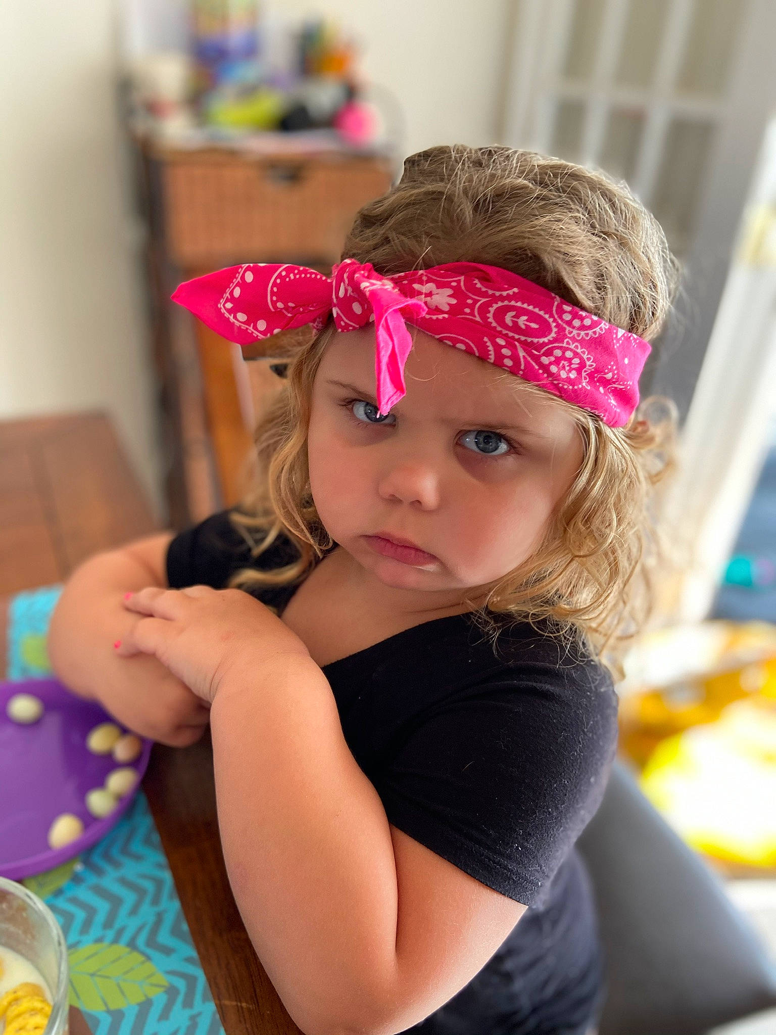 Camryn is registered to the contest to win money with this photo: child, child_model, clothing, ear, fashion_accessory, hair_accessory, headband, headgear, headpiece, headwear, person, photography, pink, play, skin, toddler