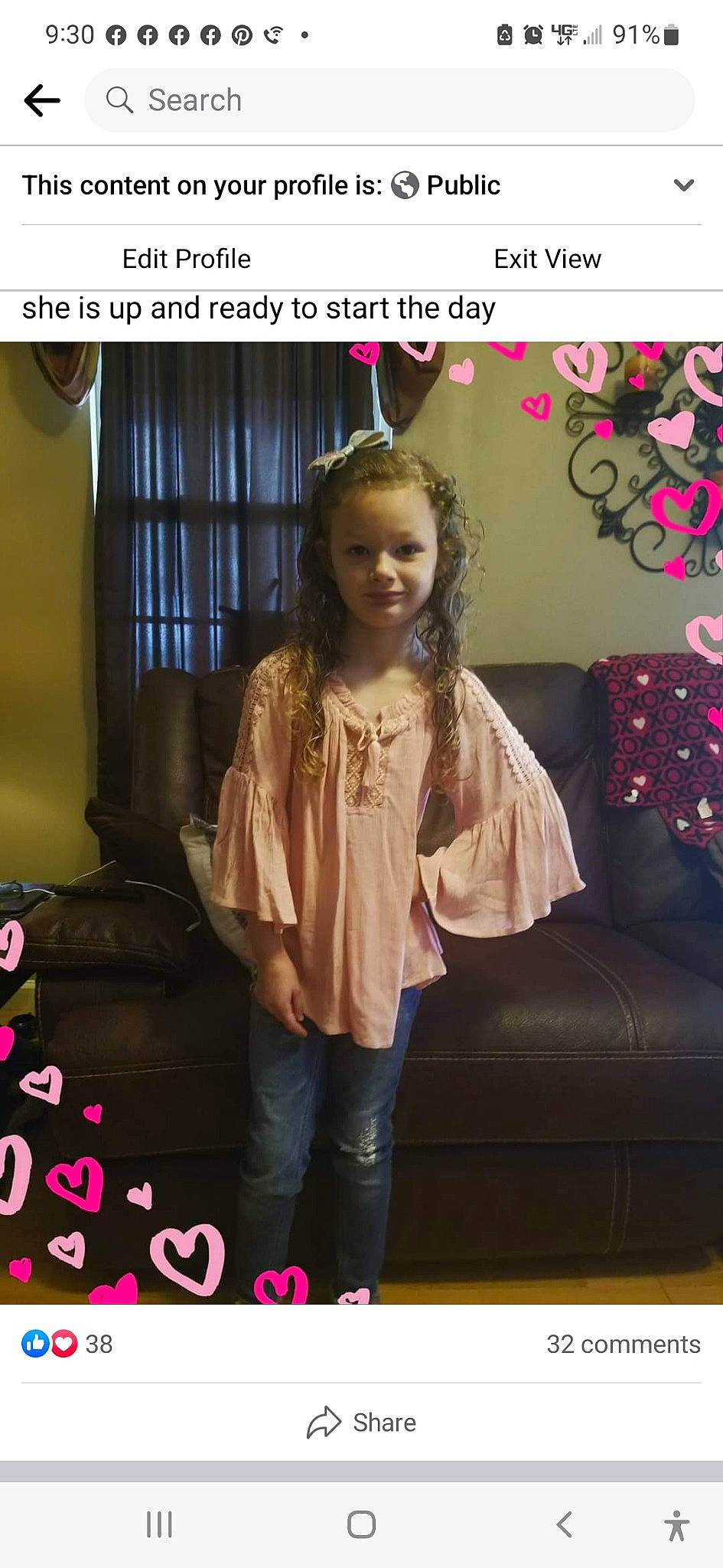 Dezeray is registered to the contest to win money with this photo: child, denim, event, fashion_accessory, fashion_design, font, happy, jewellery, joy, magenta, pattern, person, photo_caption, pink, purple, room, sitting, sleeve, smile, textile