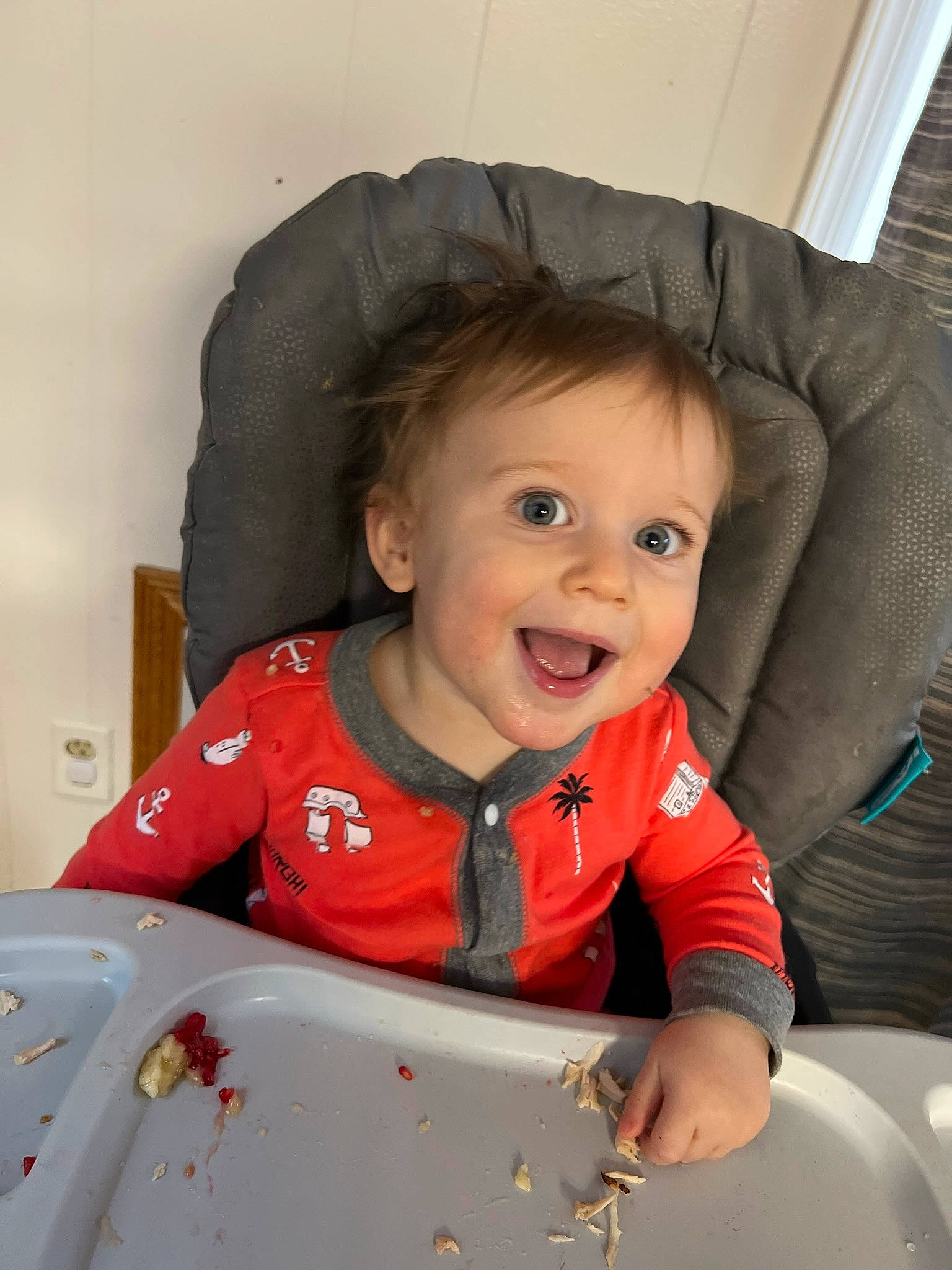 Aiden joined the competition — help win amazing prizes! baby, baby_products, baby_toddler_clothing, cheek, child, comfort, eye, fun, happy, head, laugh, person, play, product, recreation, sitting, sleeve, smile, t_shirt, toddler