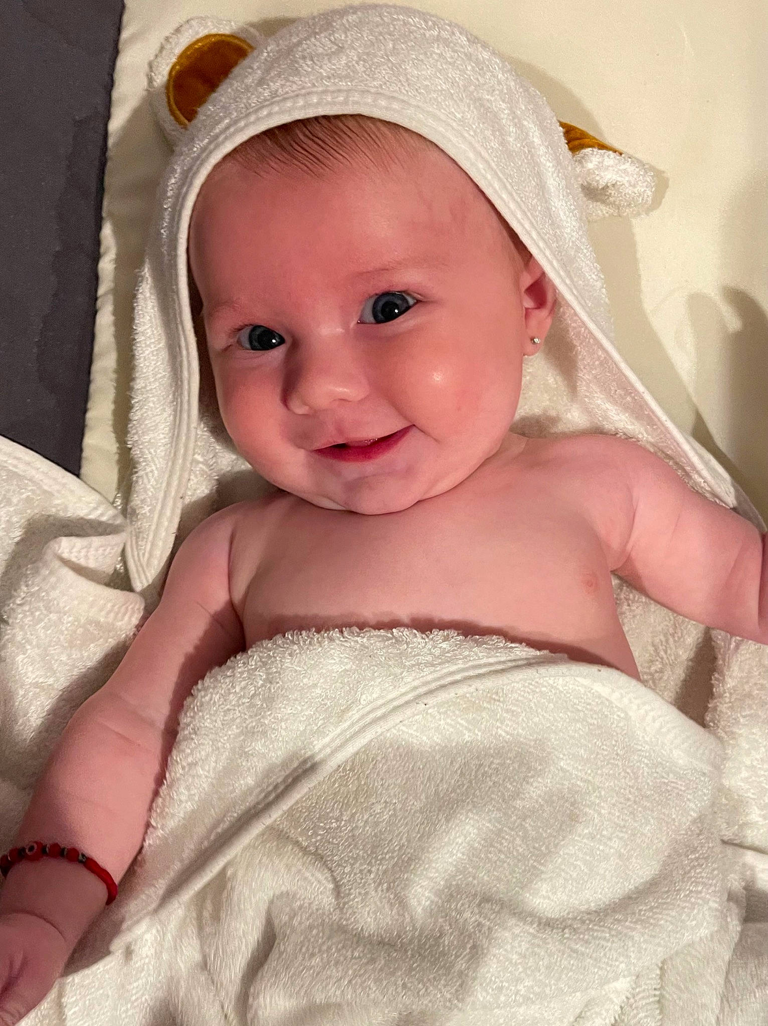 Ensley joined the competition — help win amazing prizes! baby, baby_products, baby_toddler_clothing, cap, cheek, child, comfort, eye, eyelash, fashion_accessory, hair_accessory, headgear, linens, lip, person, pink, skin, sleeve, smile, textile