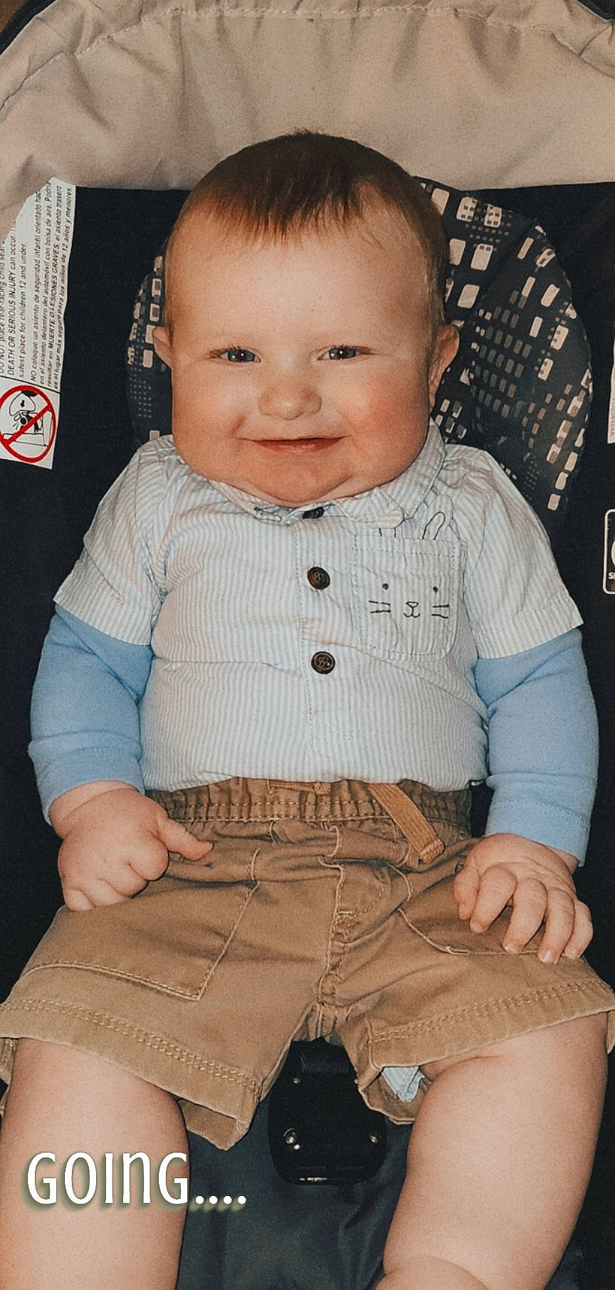 Waylen joined the competition — help win amazing prizes! arm, baby, baby_toddler_clothing, black, cheek, clothing, collar, dress_shirt, facial_expression, finger, human_body, iris, joy, organ, outerwear, person, skin, sleeve, smile, standing