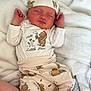 August joined the competition — help win amazing prizes! newborn, baby, sleeping, pajamas, hat, bear_pattern, blanket, soft, cute, infant, clothing, resting, peaceful, portrait, child, person, indoors, cozy, white, fabric