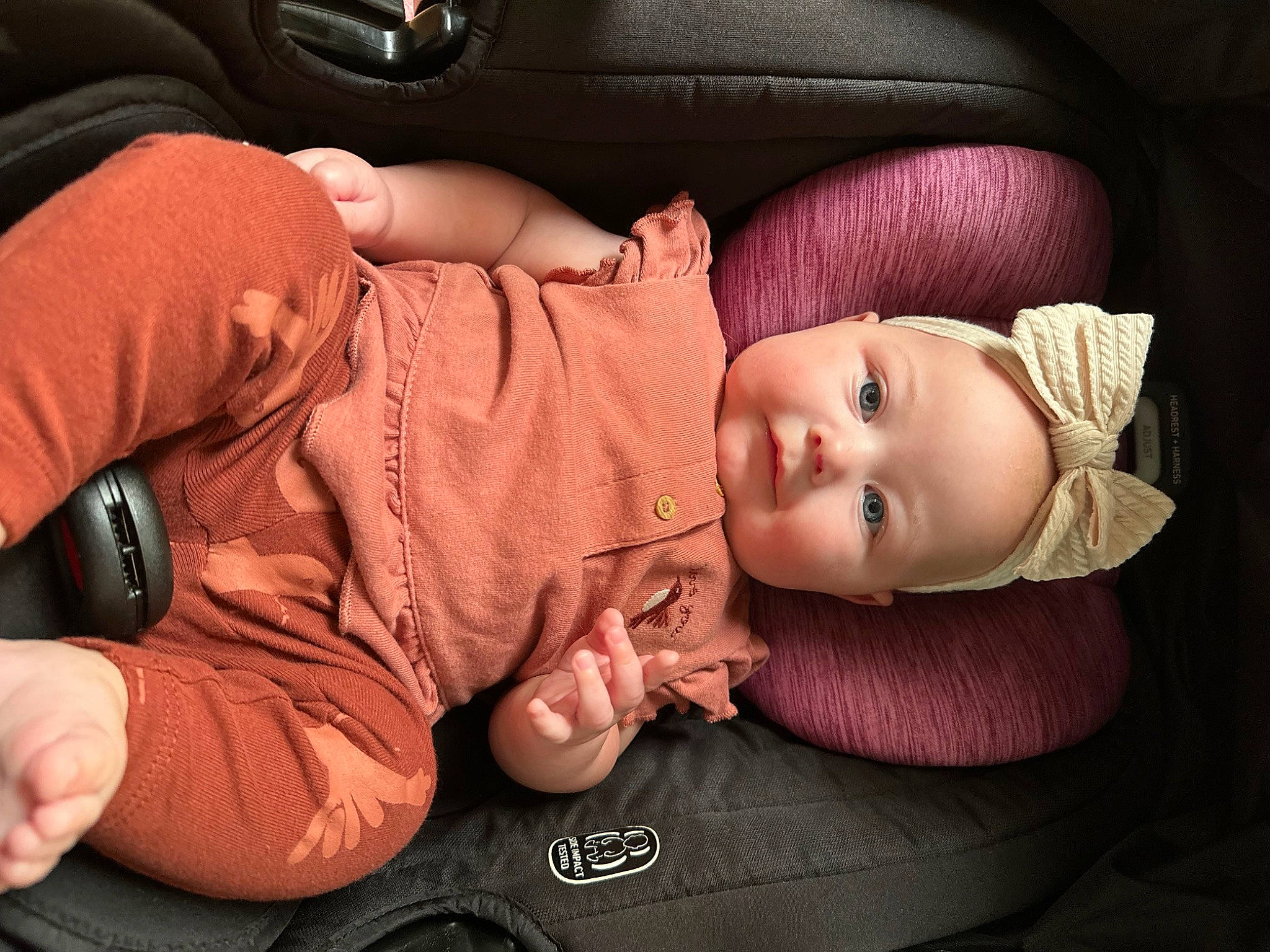 Lakelynn is registered to the contest to win money with this photo: baby, baby_carriage, baby_products, baby_toddler_clothing, car_seat, cheek, child, comfort, finger, flooring, human_body, joint, luxury_vehicle, mouth, person, room, sitting, skin, toddler, vehicle_door