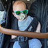 Jackson joined the competition — help win amazing prizes! baby, child, sunglasses, pacifier, stroller, joie, clothing, striped_shirt, blue_pants, seatbelt, reflection, outdoor, casual, cute, infant, portrait, cool, baby_accessory, sun_glasses, baby_seat