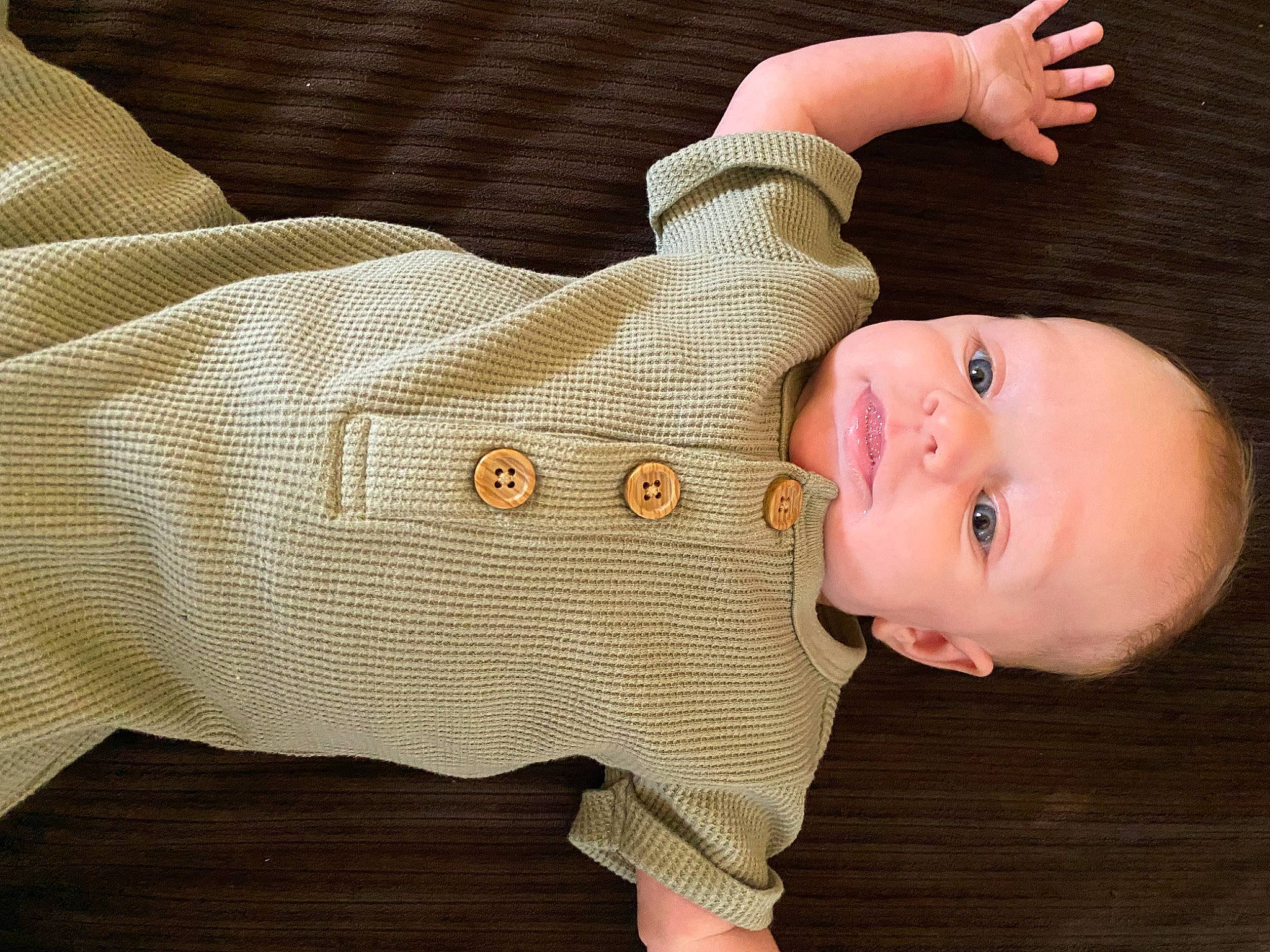 Keegan joined the competition — help win amazing prizes! arm, baby, baby_toddler_clothing, cheek, collar, comfort, finger, gesture, hand, human_body, khaki_pants, leg, nose, person, product, skin, sleeve, smile, thumb, toddler
