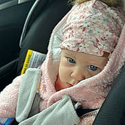 Emma participe au concours pour gagner de l'argent avec cette photo : baby, blue_eyes, car_interior, car_seat, child, close_up, cozy, cute, floral_hat, fur_pom_pom, indoor, infant, person, pink_jacket, portrait, seatbelt, soft_fabric, travel, warm, winter_clothes