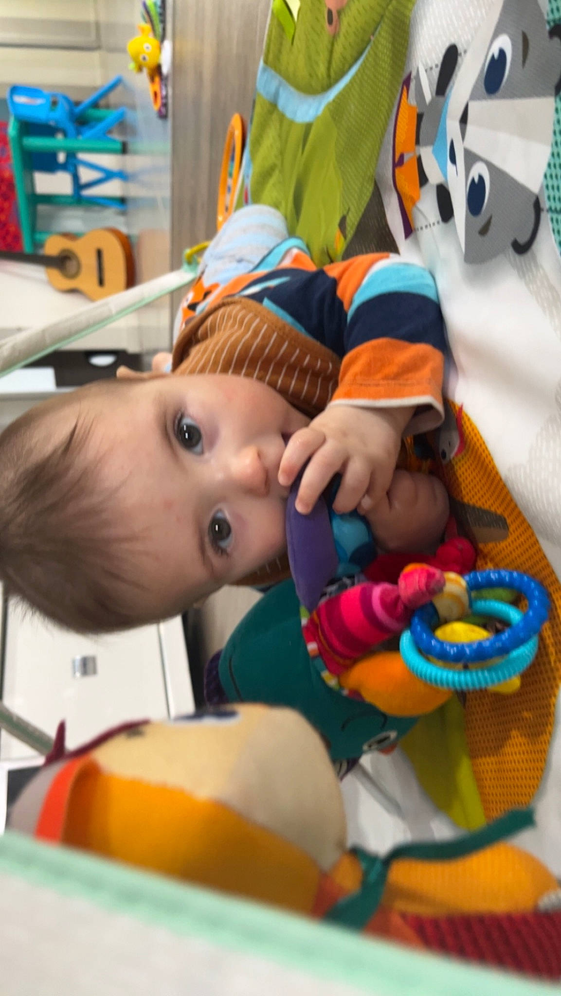 Julian joined the competition — help win amazing prizes! baby, baby_products, baby_toys, child, event, eye, fictional_character, fun, happy, leisure, orange, person, play, recreation, room, stuffed_toy, toddler, toy, vacation, wood