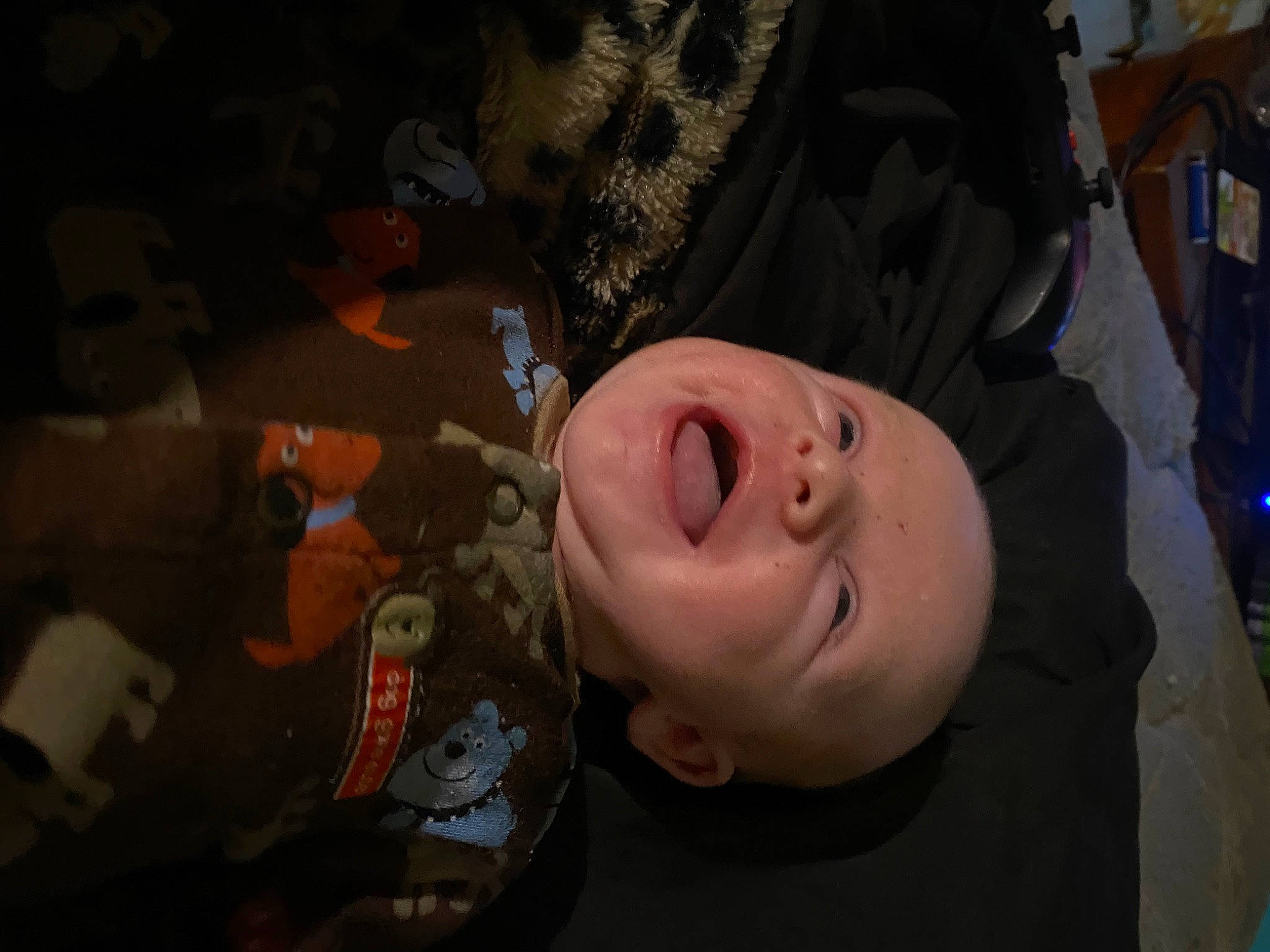 William joined the competition — help win amazing prizes! baby, child, darkness, event, flash_photography, flesh, fun, happy, hat, mouth, night, person, personal_protective_equipment, room, smile, space, toddler, tree