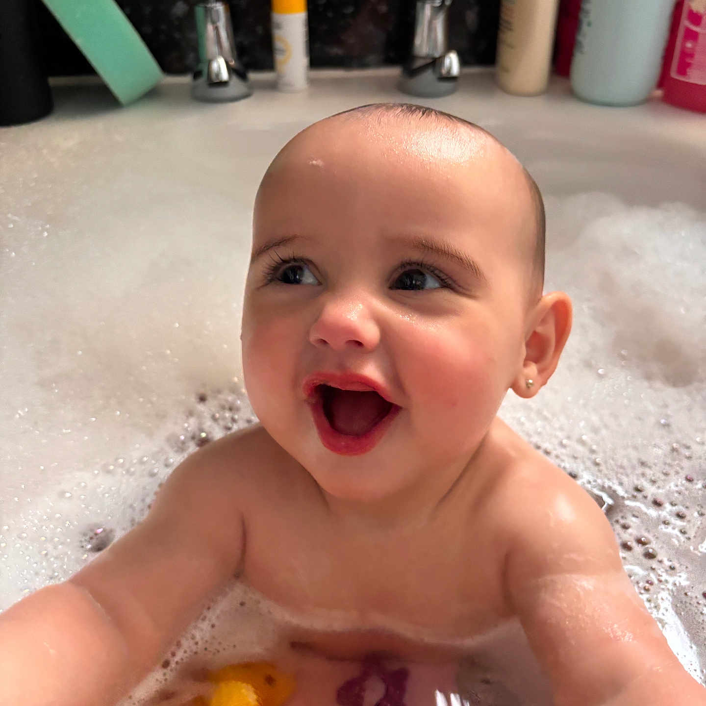 Everli joined the competition — help win amazing prizes! baby, bath, bathroom, bubbles, child, clean, cute, earring, face, faucet, foam, fun, happy, infant, playing, skin, smile, soap, toy, water